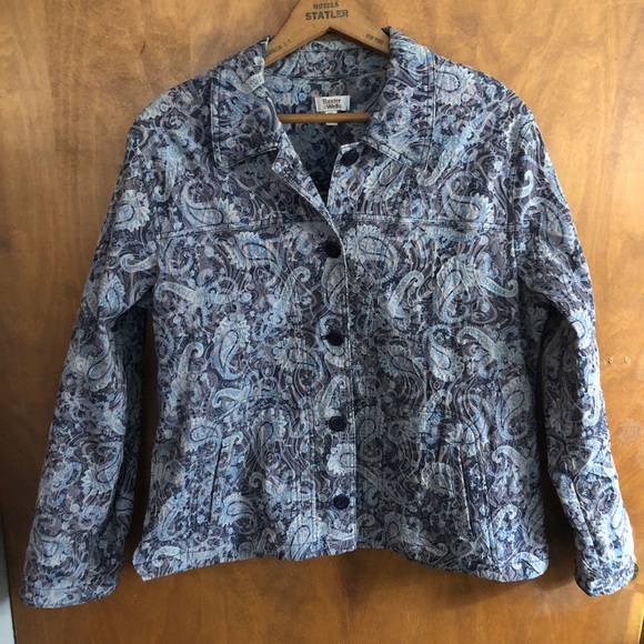 Baxter & Wells Vintage 90's Blue Floral Paisley Embroidered Jacket Boho Artsy XL - Picture 3 of 16